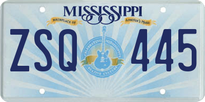 MS license plate ZSQ445