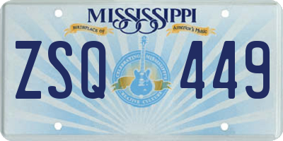 MS license plate ZSQ449