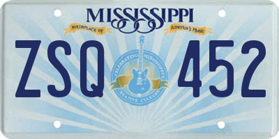 MS license plate ZSQ452