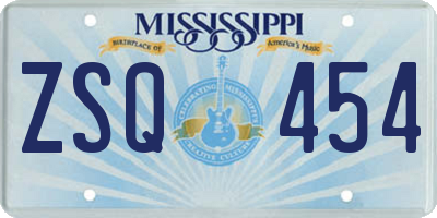 MS license plate ZSQ454