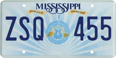 MS license plate ZSQ455