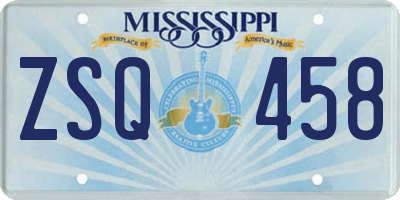 MS license plate ZSQ458