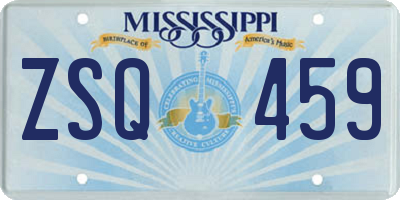 MS license plate ZSQ459