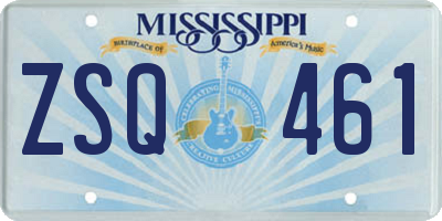MS license plate ZSQ461