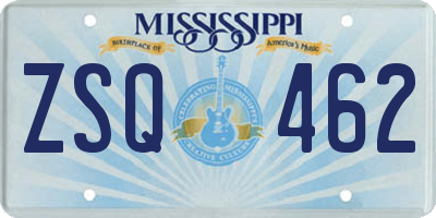 MS license plate ZSQ462