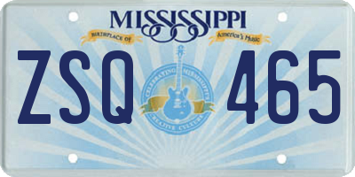 MS license plate ZSQ465