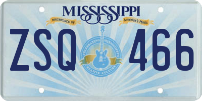 MS license plate ZSQ466