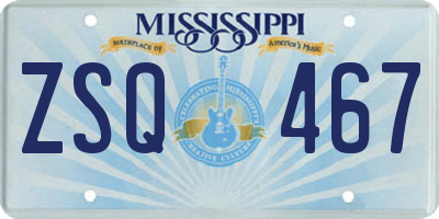 MS license plate ZSQ467