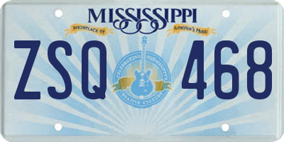 MS license plate ZSQ468