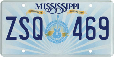 MS license plate ZSQ469
