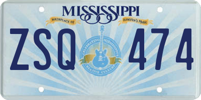 MS license plate ZSQ474