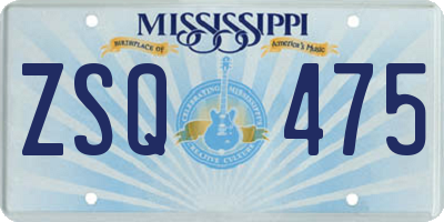 MS license plate ZSQ475