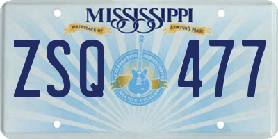 MS license plate ZSQ477