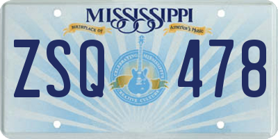 MS license plate ZSQ478
