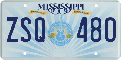 MS license plate ZSQ480