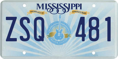 MS license plate ZSQ481