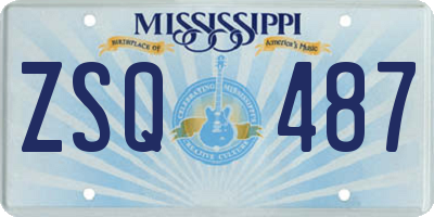 MS license plate ZSQ487