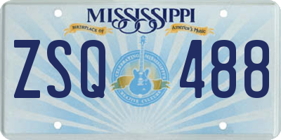 MS license plate ZSQ488