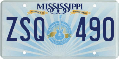 MS license plate ZSQ490