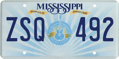 MS license plate ZSQ492