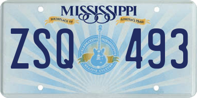 MS license plate ZSQ493
