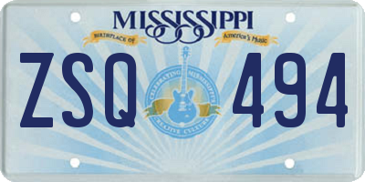 MS license plate ZSQ494
