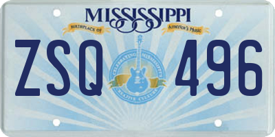 MS license plate ZSQ496