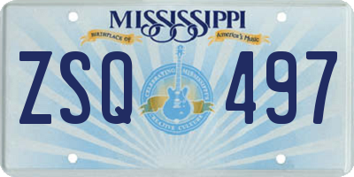 MS license plate ZSQ497