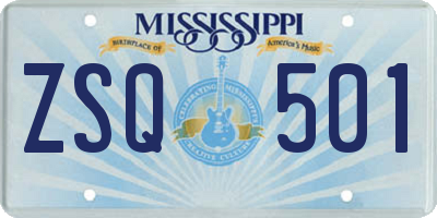 MS license plate ZSQ501