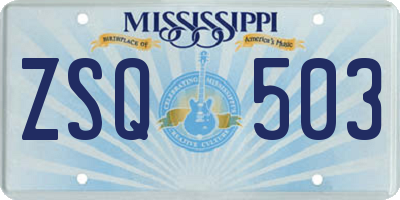 MS license plate ZSQ503