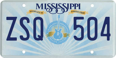 MS license plate ZSQ504