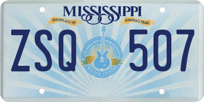 MS license plate ZSQ507