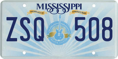 MS license plate ZSQ508