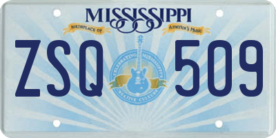MS license plate ZSQ509