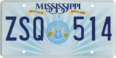 MS license plate ZSQ514