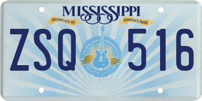 MS license plate ZSQ516