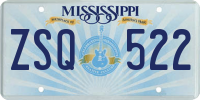 MS license plate ZSQ522