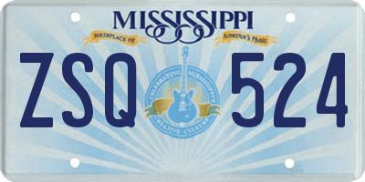 MS license plate ZSQ524