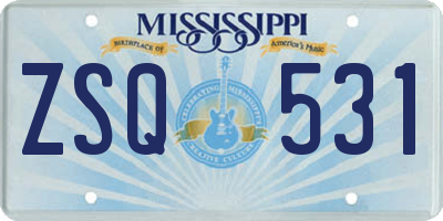 MS license plate ZSQ531