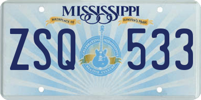 MS license plate ZSQ533