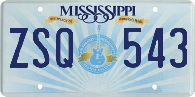 MS license plate ZSQ543