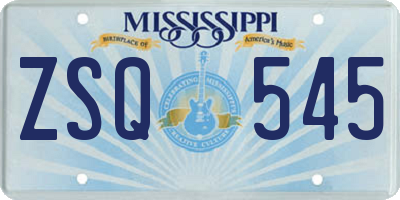 MS license plate ZSQ545