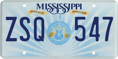 MS license plate ZSQ547