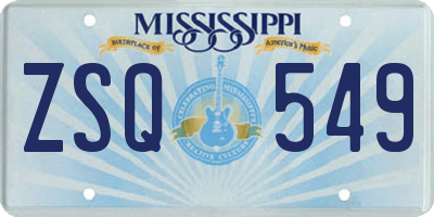 MS license plate ZSQ549