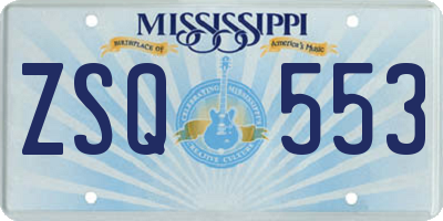 MS license plate ZSQ553