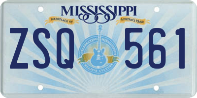 MS license plate ZSQ561