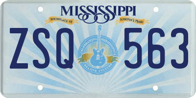 MS license plate ZSQ563