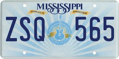 MS license plate ZSQ565