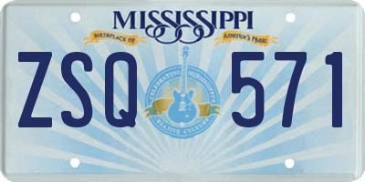 MS license plate ZSQ571