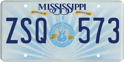 MS license plate ZSQ573